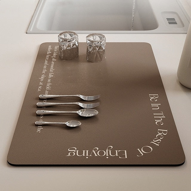 Royallure Absorbent Dish Drying Mat – Floral Polyester Bänkskydd, Anti-Slip & Snabbtorkande Carvallo