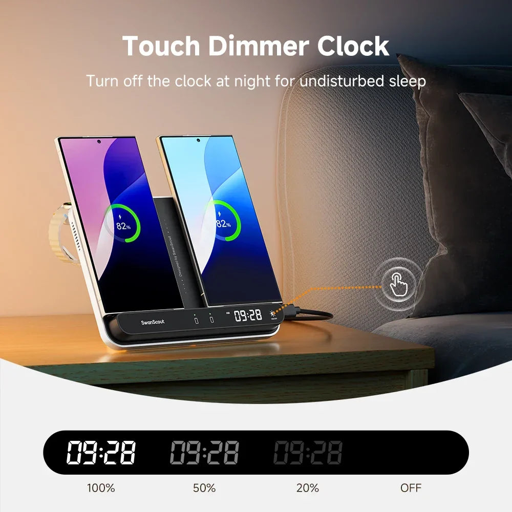 Royallure Dual Wireless Charger – Snabbladdningsdocka för Telefon, Klocka & Hörlurar (Samsung Kompatibel) Carvallo