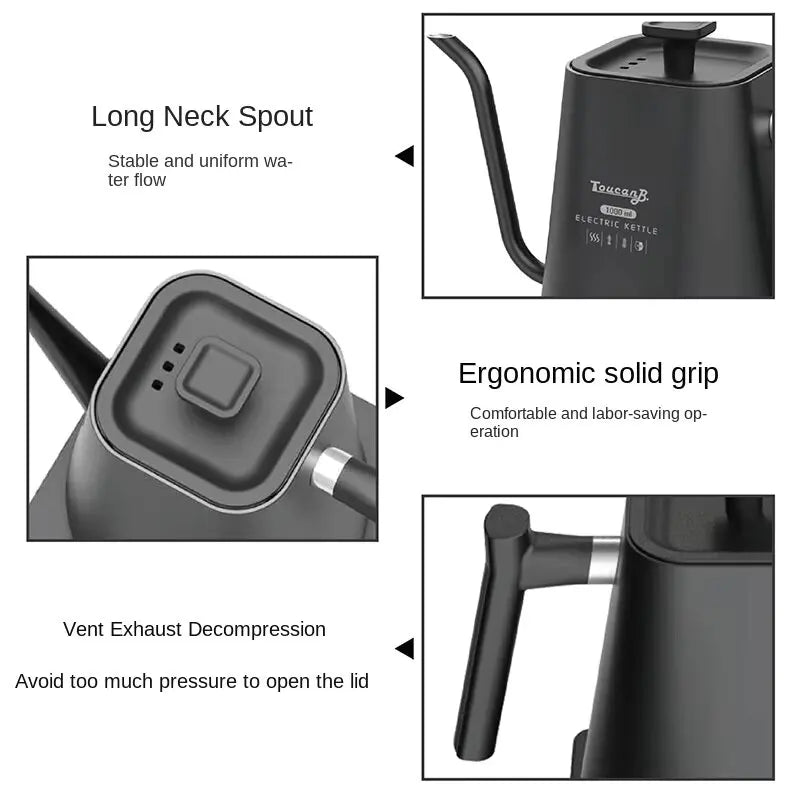 Royallure Elektrisk Gåsnackskanna med Temp Kontroll, Rostfritt Stål Kaffekanna Carvallo