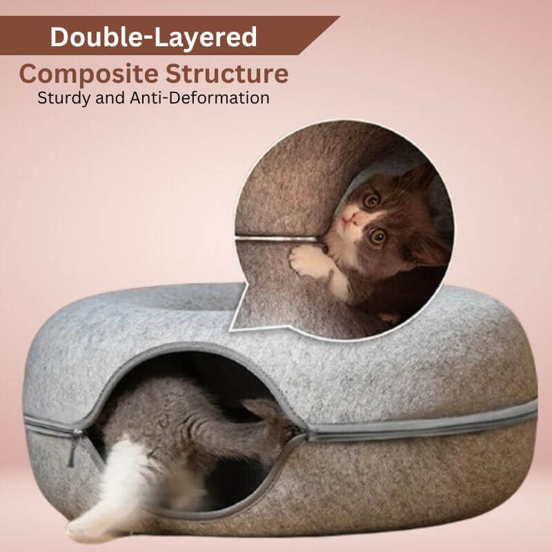 Royallure Interaktiv Donut Kattgrotta & Tunnel Säng för Lek & Mysig Vila Carvallo