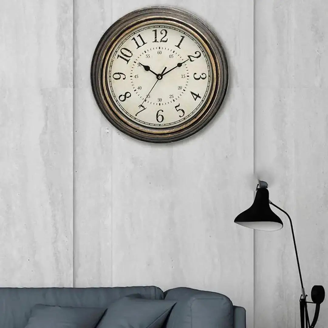 Royallure Vintage Tyst Kvarts Väggklocka – Icke-Tickande Svep, Antik Design Carvallo