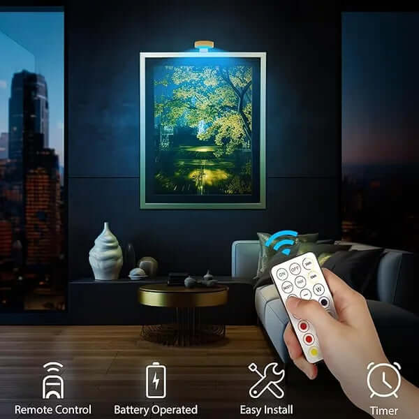 Royallure Magnetisk LED Konstbelysning – Snabbmonterad Fjärrljuslist, Galleri & Skrivbordsaccent Carvallo