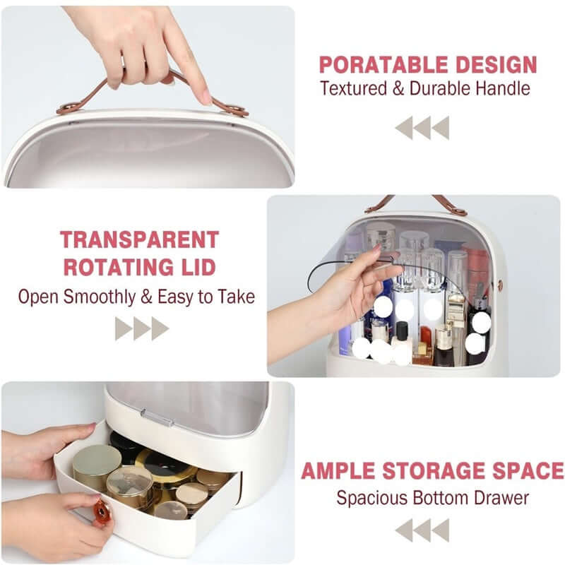 Royallure Makeup Cosmetic Organizer Box – 3-Färg PP Förvaring, 10.6×13” Smyckesorganisatör Carvallo