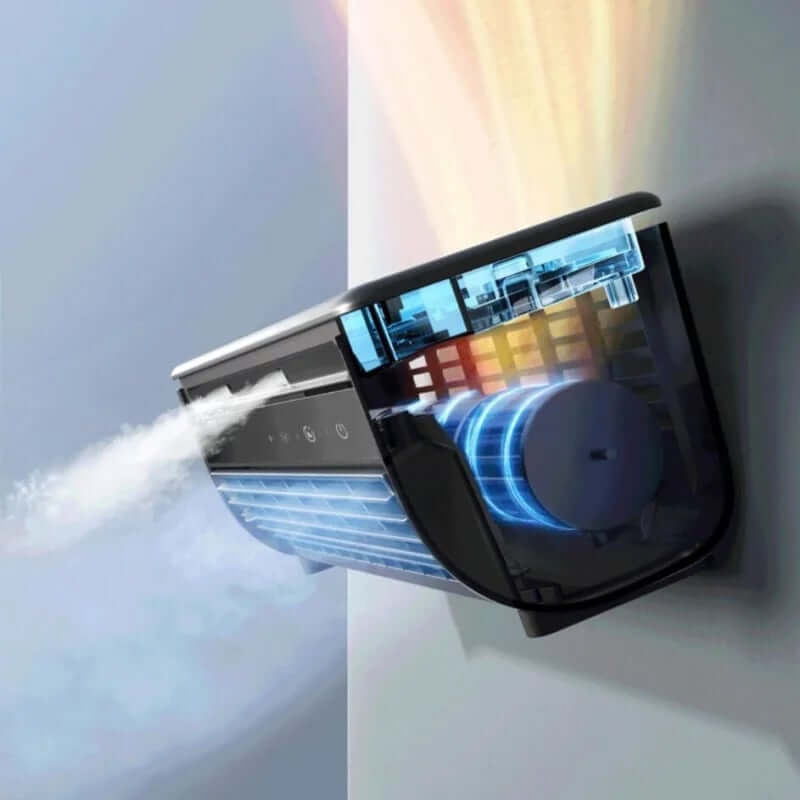 Royallure AirWave Trådlös Uppladdningsbar Luftkonditionering – Bladeless, 12 Timmars Batteri, Vägg-eller-Skrivbords Kylning Carvallo