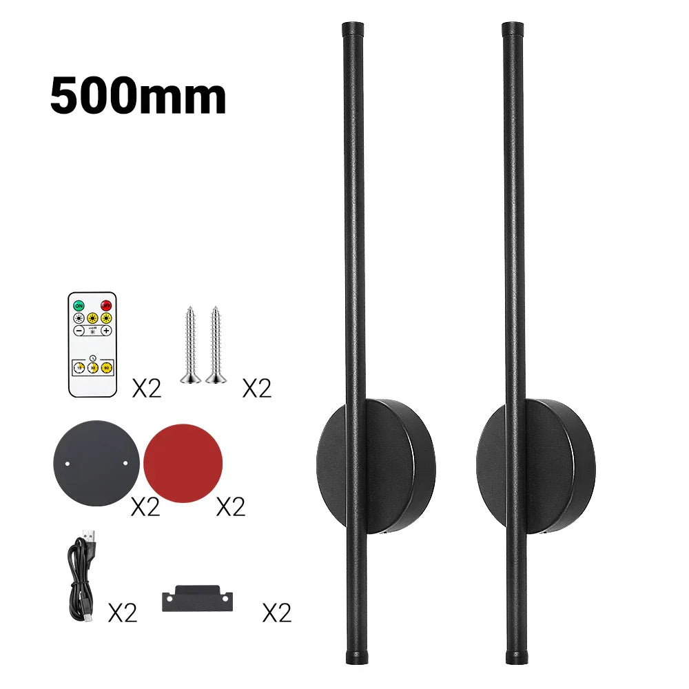 Royallure 2-Pack Uppladdningsbar LED Vägglampa med Fjärrkontroll, Dimbar 50–80cm Carvallo