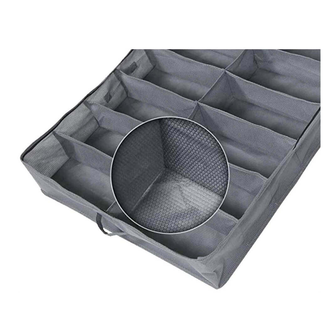 Royallure Under-Bed Skoväskor (2-Pack) – Dragkedjestängning, Rymmer 24 Par, Platsbesparande Carvallo