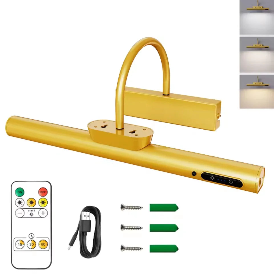 Royallure 4000mAh Trådlös Bildlampa med Fjärrkontroll, Uppladdningsbar Konstvägglampa Carvallo