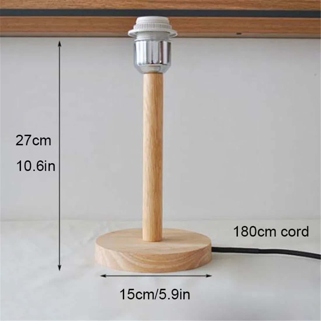 Royallure Trä Bordslampa Bas med E27 Fäste & På/Av Switch för Hemljus Carvallo