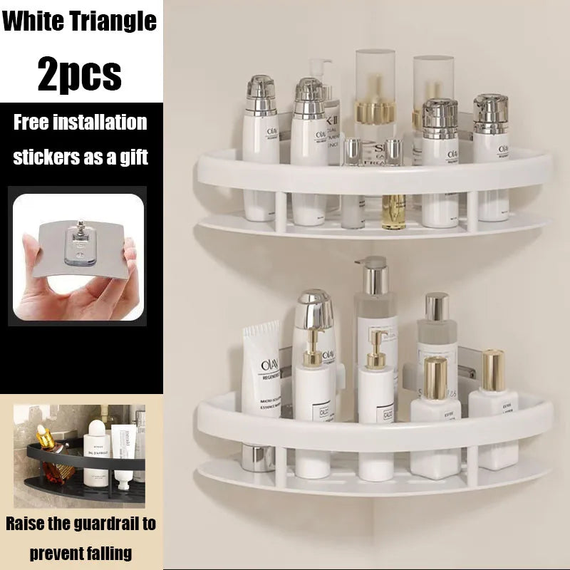 Carvallo Pro | Hörnduschhylla utan borrning | Aluminium | Rostfritt & Hållbart | Badrregal i Svart, Vitt, Silver eller Svart-Guld Carvallo