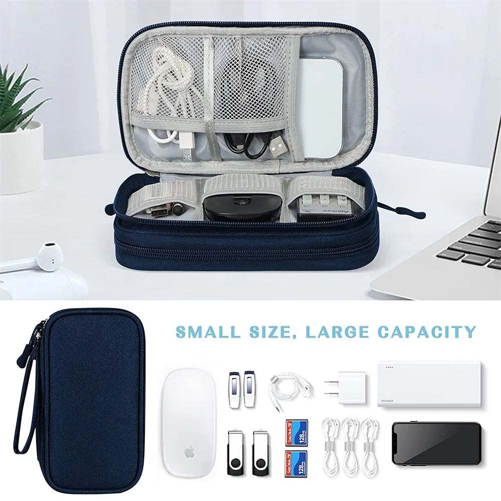 Carvallo PackSafe Elektronik Organizer Väska | 2-lager & vattentät | För kablar, laddare, USB & tillbehör | Kompakt & bärbar Carvallo