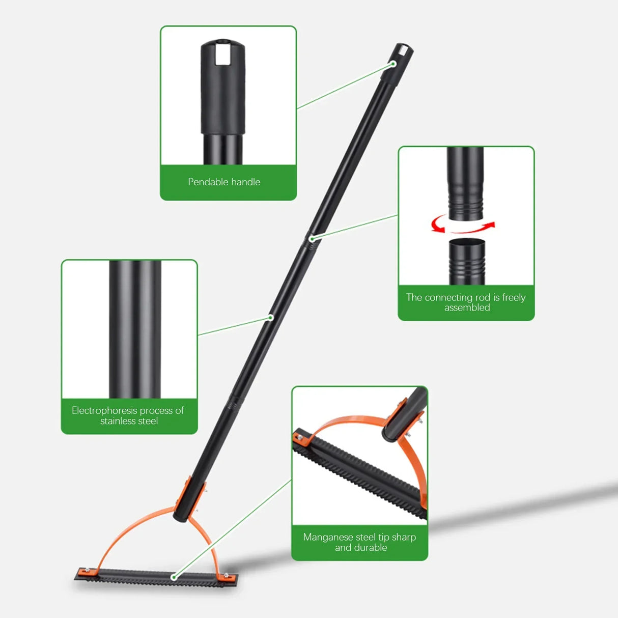 Carvallo gräskantskärare manuell | Dubbelblad av manganstål | 120–160 cm handtag | För högt gräs & ogräs Carvallo