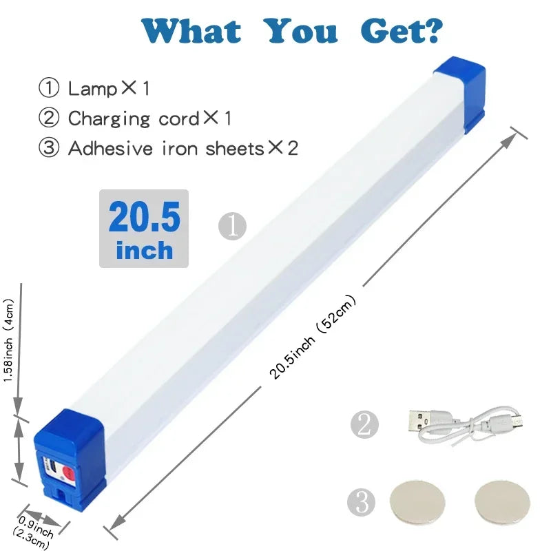 Carvallo LED Rör | Uppladdningsbar campinglampa med magnet & krok | 32/52 cm | Bärbar nödbelysning för utomhus & fordon Carvallo