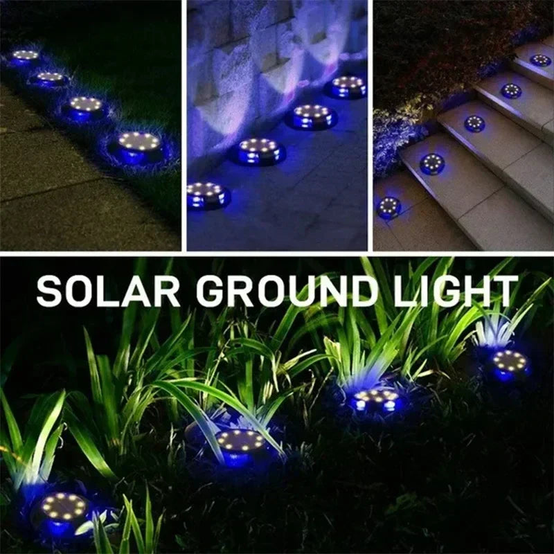 Carvallo GroundGlow 12 Solarbelysning 12 LEDs | Rostfritt stål IP65 | Automatisk skymningssensor | För trädgård, terrass & väg belysning Carvallo