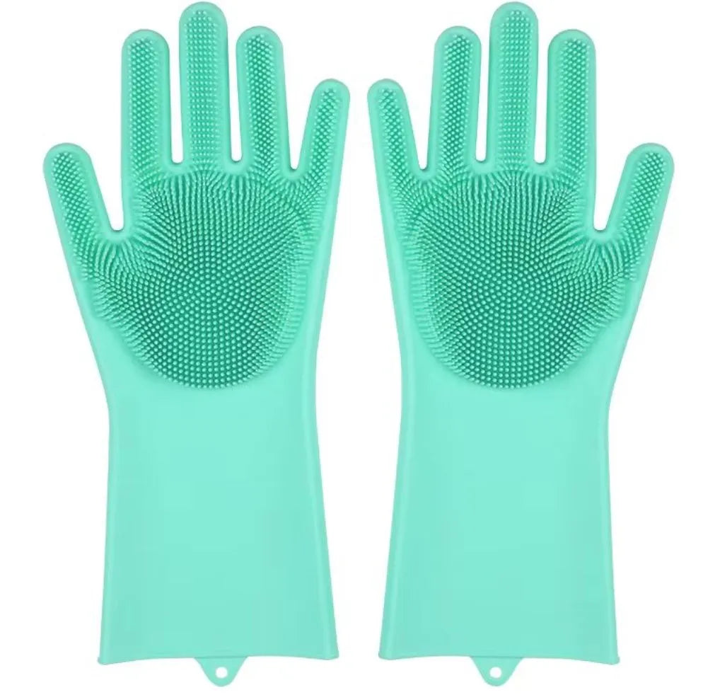 Carvallo- & Reinigningshandskar CleanGlove MagicScrub | Silikonskar med borsthud | Värmebeständig & livsmedelsklassad | 32,5×11,5 cm Carvallo