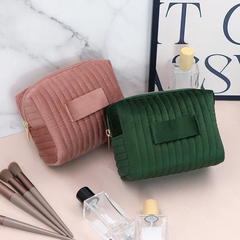 Carvallo Vadderad necessär med bred öppning | Makeup-väska för damer | Resa-organisatör för kosmetik och tillbehör | Sminkväska i bomull Carvallo