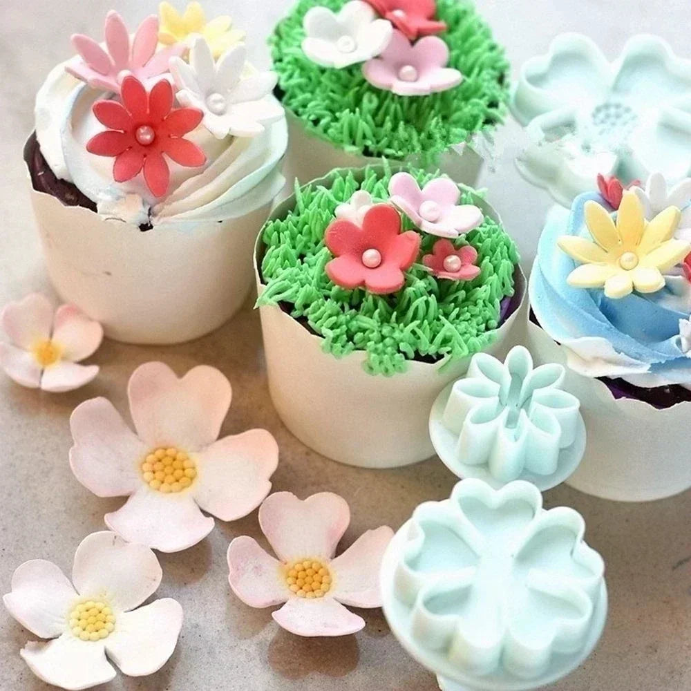 DecoRoll™ Fondant-Roller Set | 6-delat | Blommönster & Dekorationer | För tårtor, fondant & kakor | Livsmedelsäker & mångsidig Carvallo