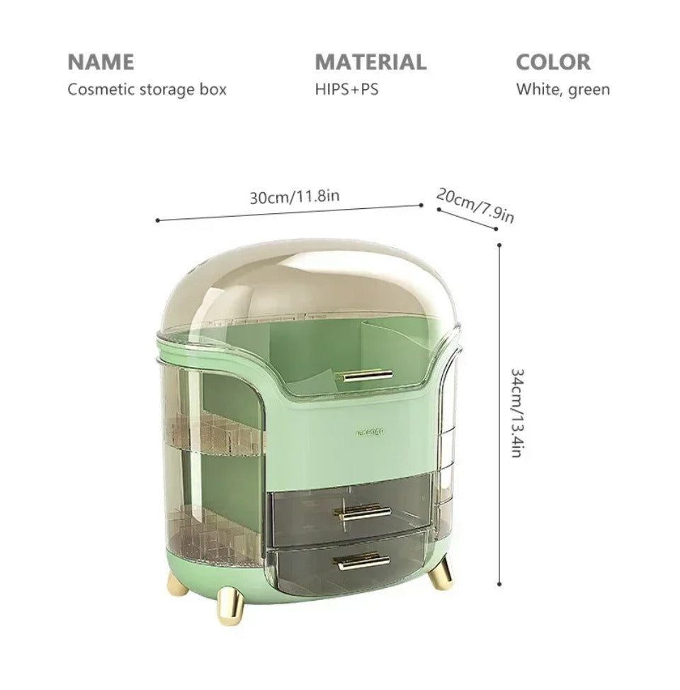 Transparent Desktop Makeup Organizer – Stort kapacitet dammavvisande smycke- och kosmetikaförvaringslåda Carvallo