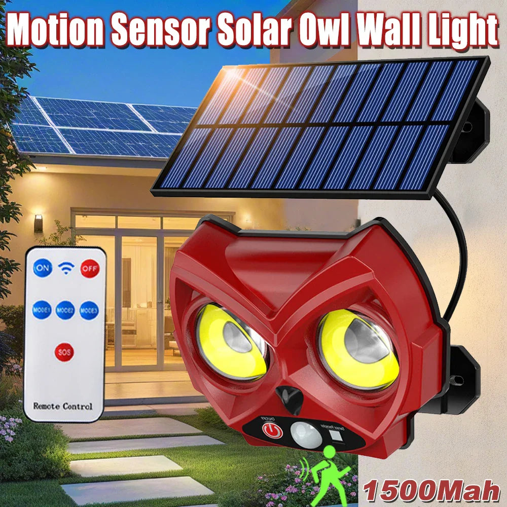 Carvallo Solar Vägglampa Uggla | Rörelsesensor & 3 Läge för Ljus | Väderbeständig IP54 | Trädgårdsdekor Carvallo