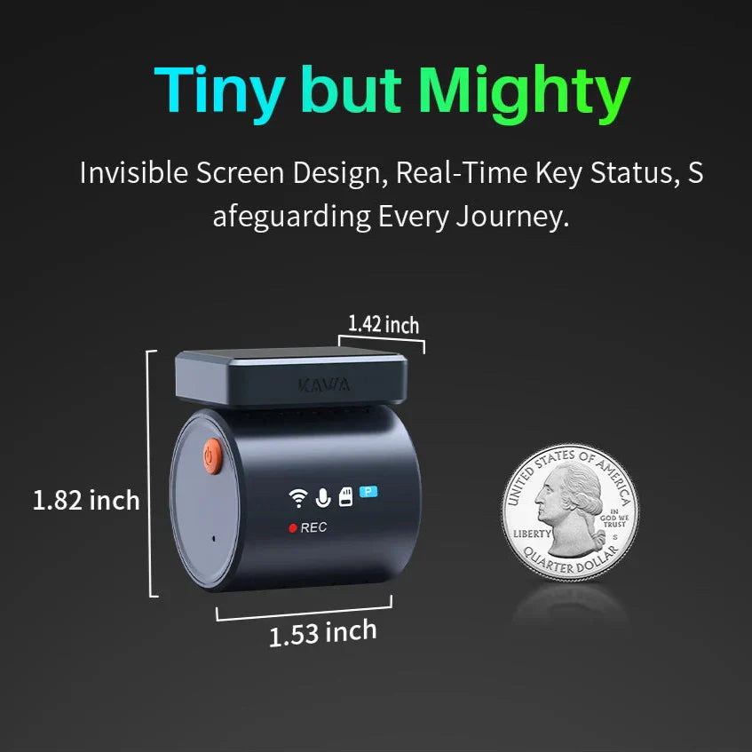 Royallure Mini Dash Cam med WiFi, röststyrning och 24H parkeringsvideoinspelare Carvallo