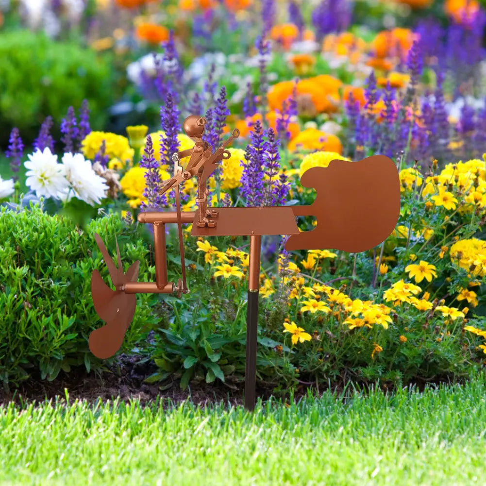 Carvallo Metall Vindspel Gitarr | Handgjord Vindskulptur | Rock Dekor för Trädgård & Terrass | 28 × 17 cm Carvallo