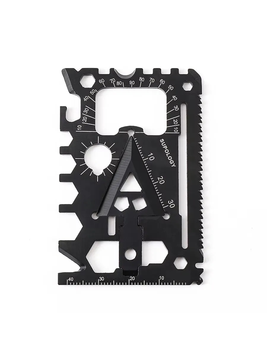 Carvallo Pro 18-i-1 Multifunktions Survival-Tool | Kompakt Utomhuskort med Kniv | 8,5 × 5,2 cm | Rostfritt Stål Carvallo