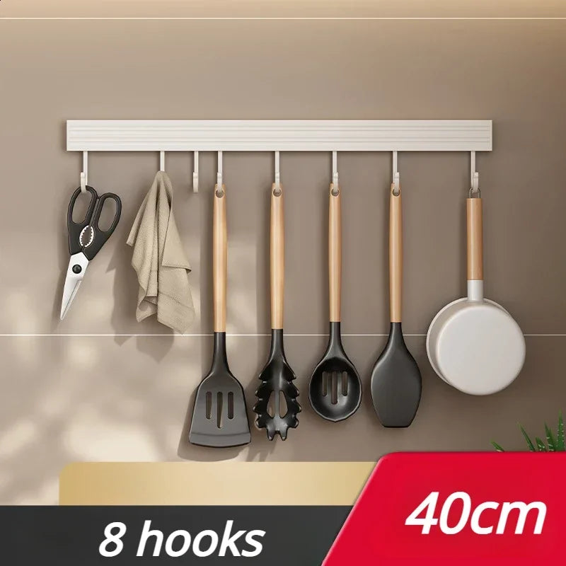 Carvallo KüchenMeister Flex | Utan borrning | Med krokar och skedhållare | 30/40/50 cm | Organizer i rymdaluminium Carvallo