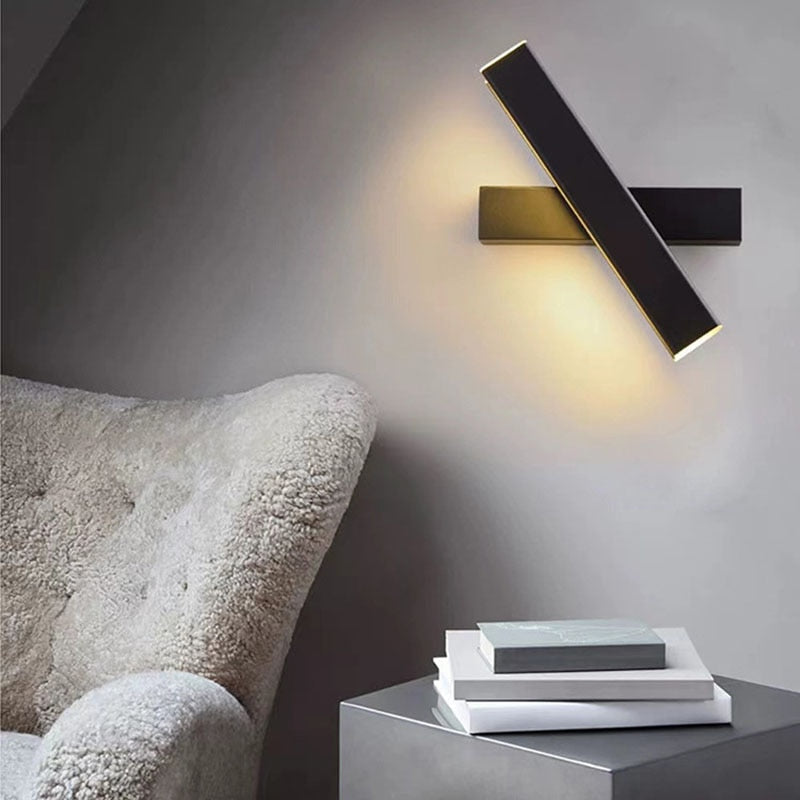 360° Roterande LED-Vägglampa-Lights-Hemnix-22cm svart 4W-Varmt vitt (2700-3500K)-Hemnix