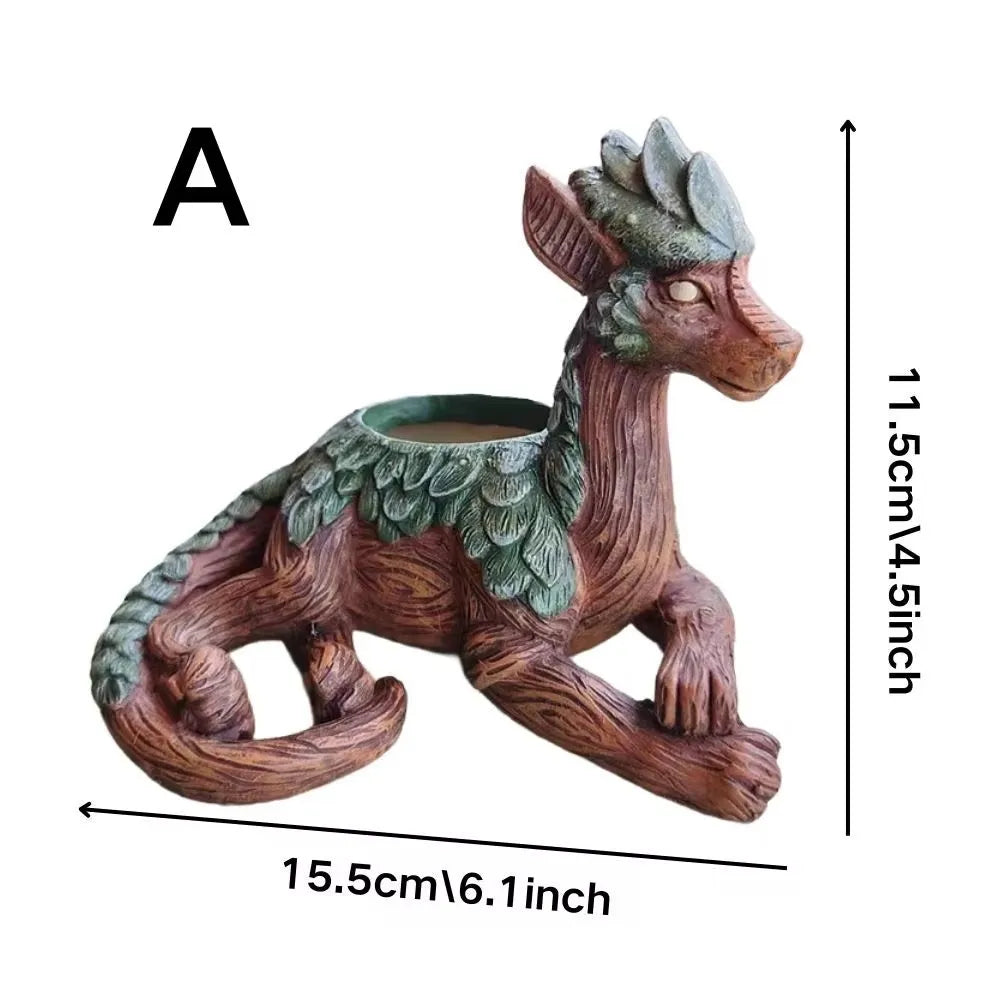 Carvallo Deko | Kreativ Draketrädsplanta | Suckulent- & Bonsai-blomkruka | Resin dekoration för trädgård & vardagsrum Carvallo