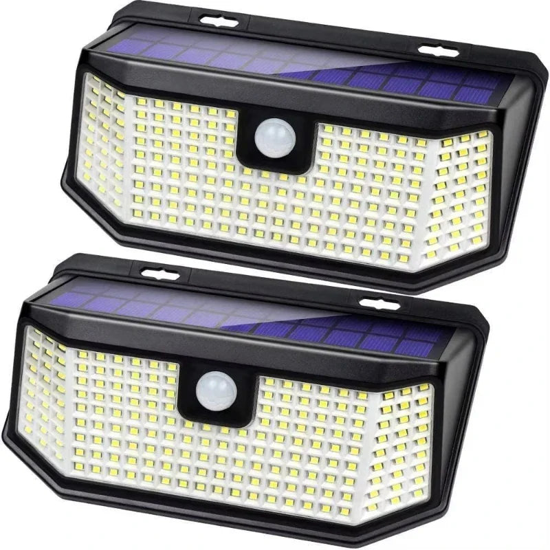 Carvallo 102 Solarlampa utomhus med rörelsesensor | 102 LEDs | 3 belysningslägen | IP65 vattentålig | 270° vidvinkel för gård, trädgård och uppfart Carvallo
