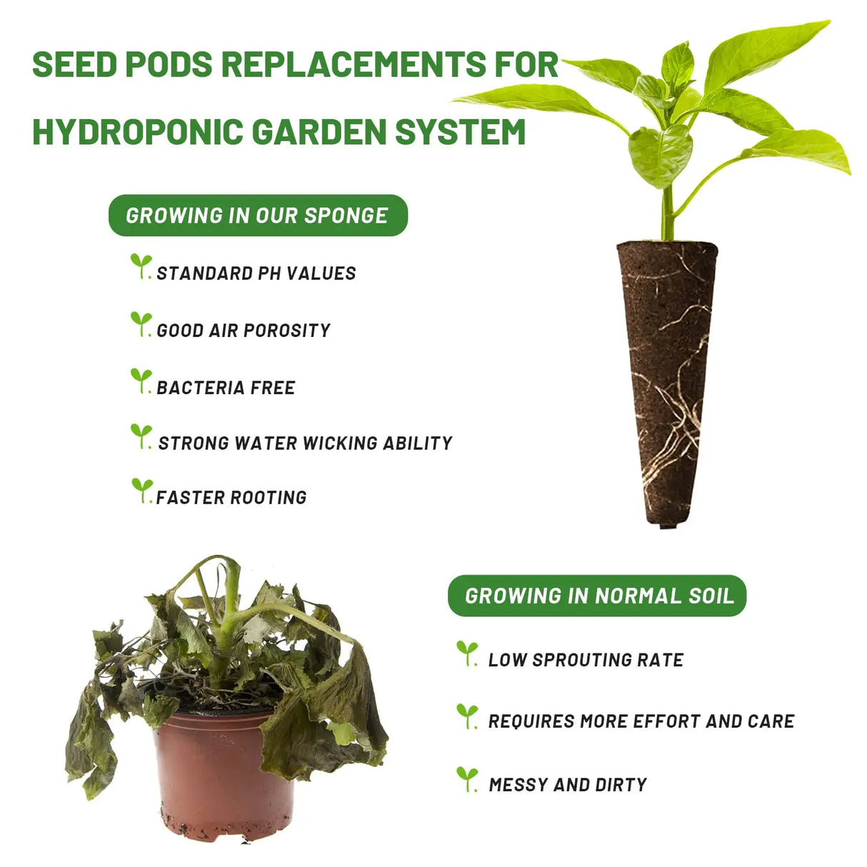 Carvallo Anzuchtsvampar 50 stycken | Ersättningsväxtsvampar för hydrokultur & jord | För örter, grönsaker & blommor Carvallo