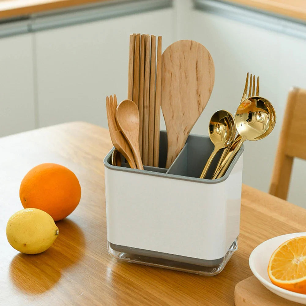 Carvallo Organizer Multifunktionell Bestickhållare med Droppfunktion | Kök-Organisator för Skedar, Gafflar & Pinnar | 12 × 8 × 14 cm Carvallo