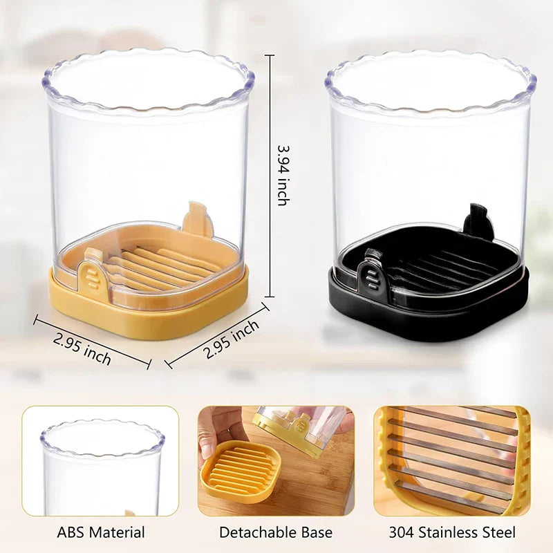 Carvallo SliceBerry ProCup | Rostfritt stål fruktskärare med tryckplatta | För jordgubbar, vindruvor & ägg Carvallo