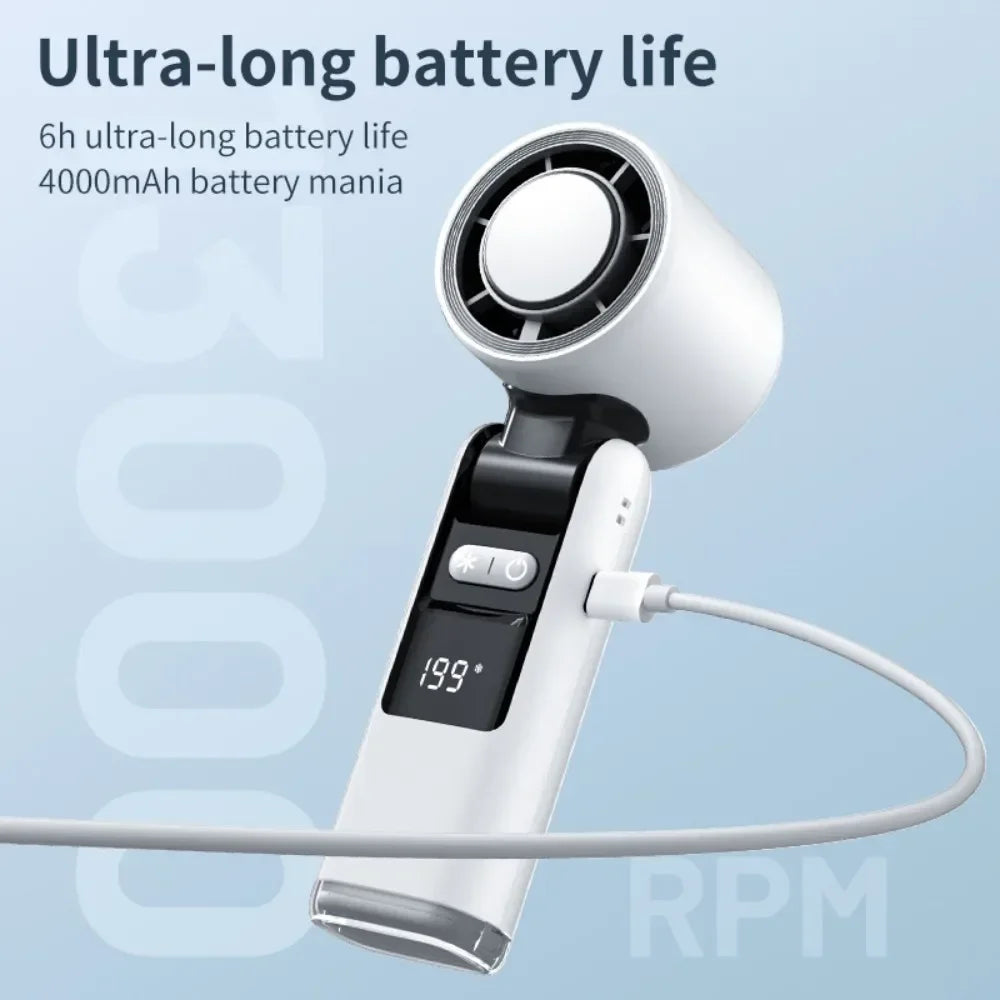 Carvallo-Ventilator FrostaBreeze 199 | Bärbar & Halsventilator | 199 Vindsteg, LED-display & Kalluft-läge | 4000 mAh Batteri Carvallo