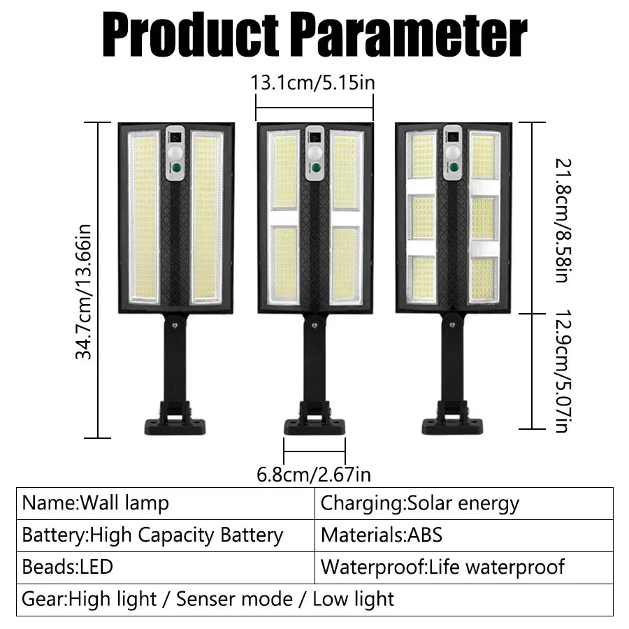 Carvallo ProMotion 55 Solarlampa med rörelsesensor | 55 LED | IP65 Vattentät | Med fjärrkontroll & 3 lägen | 320° Spridningsvinkel Carvallo