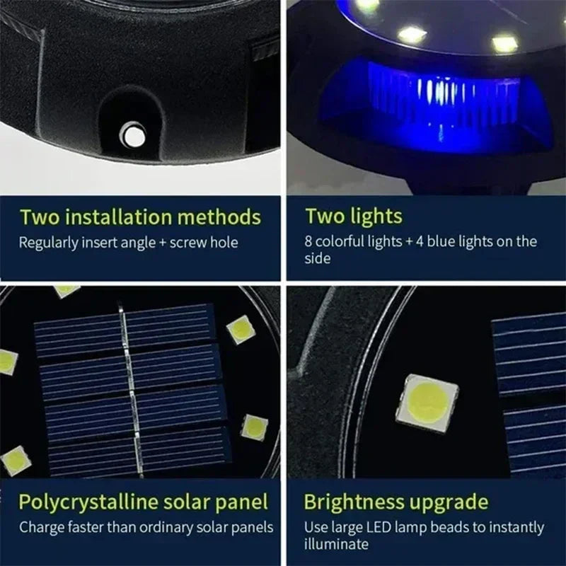 Carvallo GroundGlow 12 Solarbelysning 12 LEDs | Rostfritt stål IP65 | Automatisk skymningssensor | För trädgård, terrass & väg belysning Carvallo
