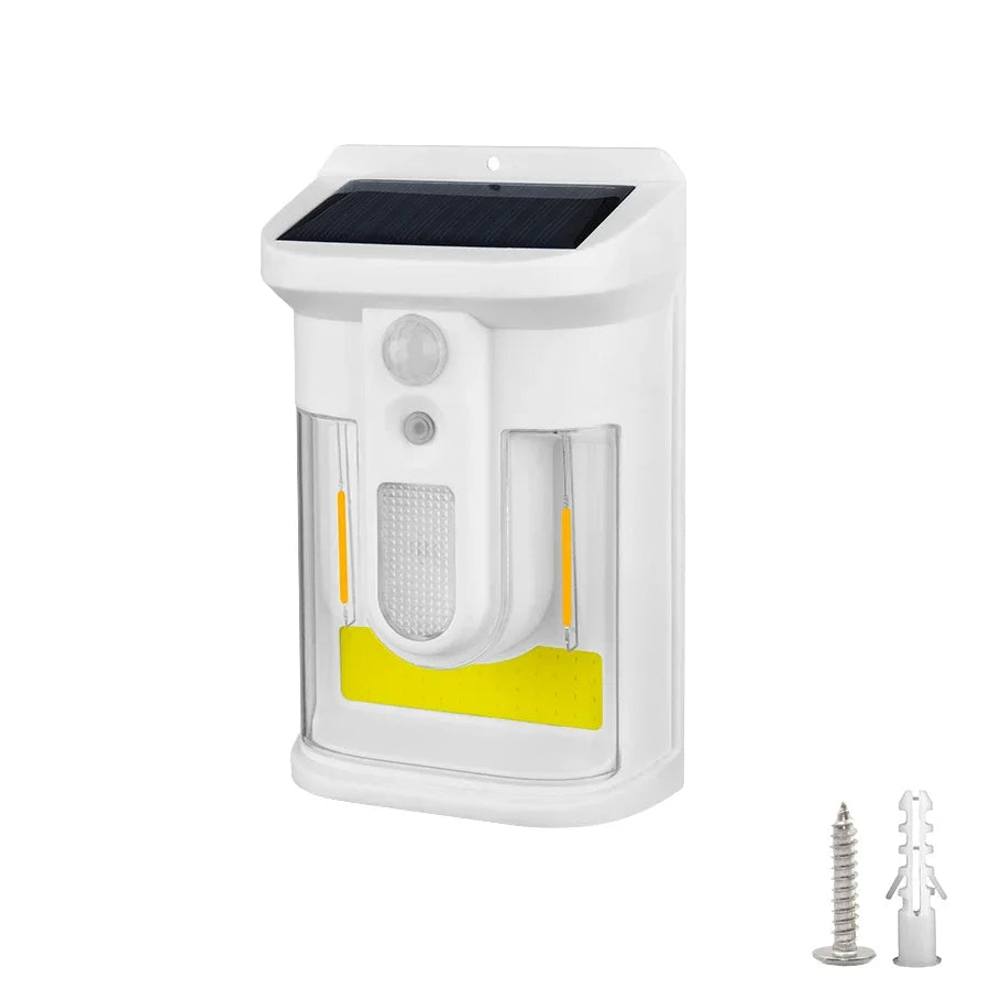 Carvallo Solar Vägglampa med Rörelsesensor | 3 Ljuslägen | IP65 Vattentålig | Varmt Flammigt Ljus för Trädgård & Gårdsplan Carvallo