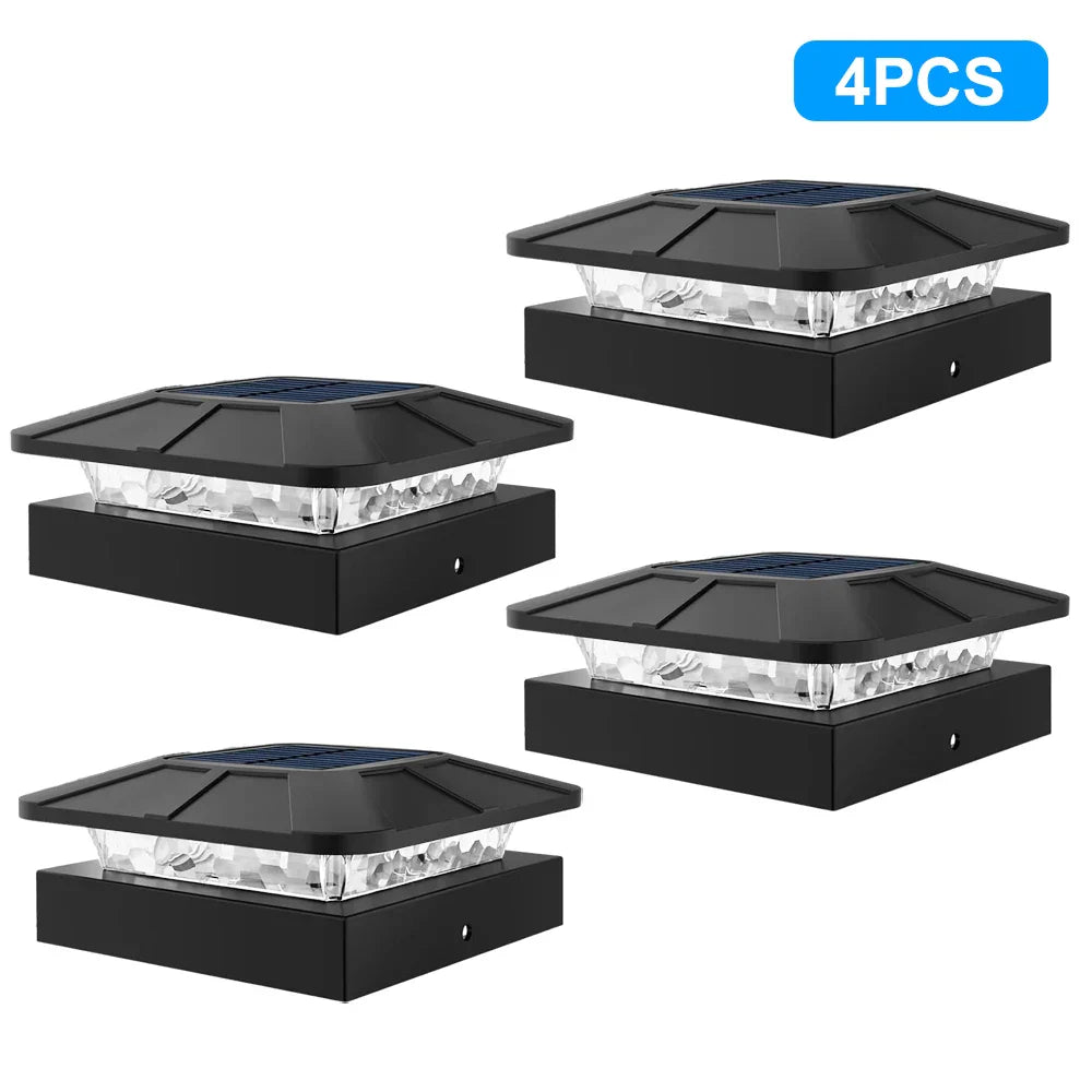 Carvallo Solar-postkapsljus 10 × 10 cm | 3-färgers LED med 2 ljusstyrkenivåer | IP65 solstaketljus för trädgårdsträdpålar Carvallo