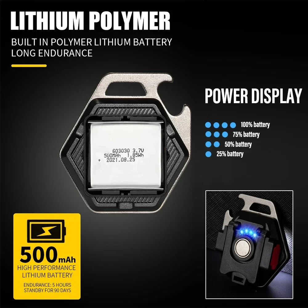 Carvallo Mini LED Campinglampa | USB-C Uppladdningsbar | COB-Arbetslampa med magnetfot | 7 Ljuslägen & IP64 Vattenskydd Carvallo