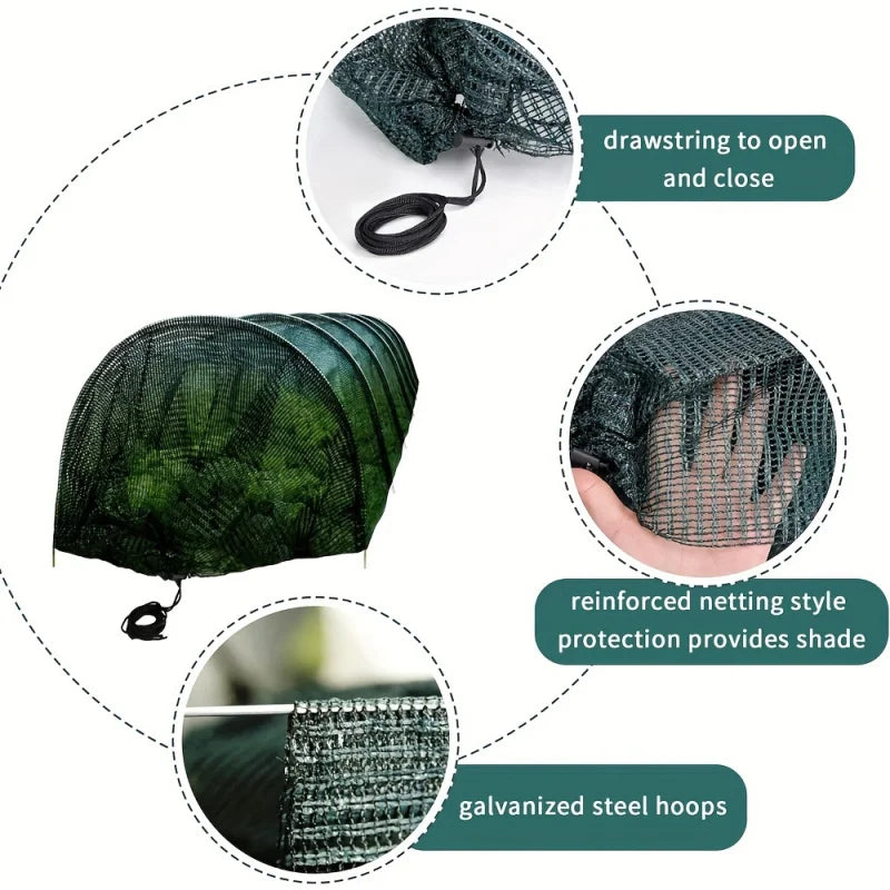 Carvallo ProTunnel Gartentunnel-växthus 3 m | Robust metallram med UV-skyddsnät och täckning | För grönsaker, örter och växtodling Carvallo