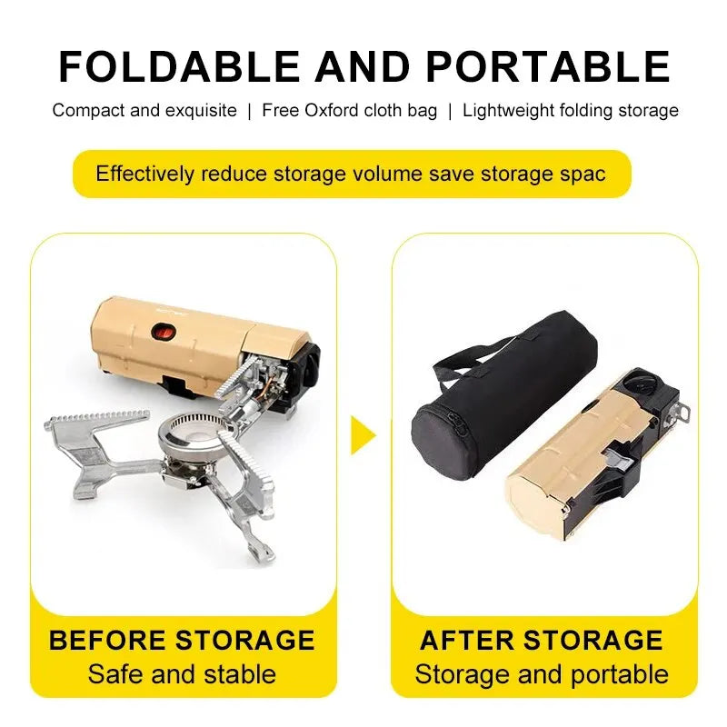 Carvallo Gaskocher FLAMETRA FoldPro 2670W | Fällbar & Bärbar | Rostfritt stål | Med tändning & säkerhetssystem Carvallo