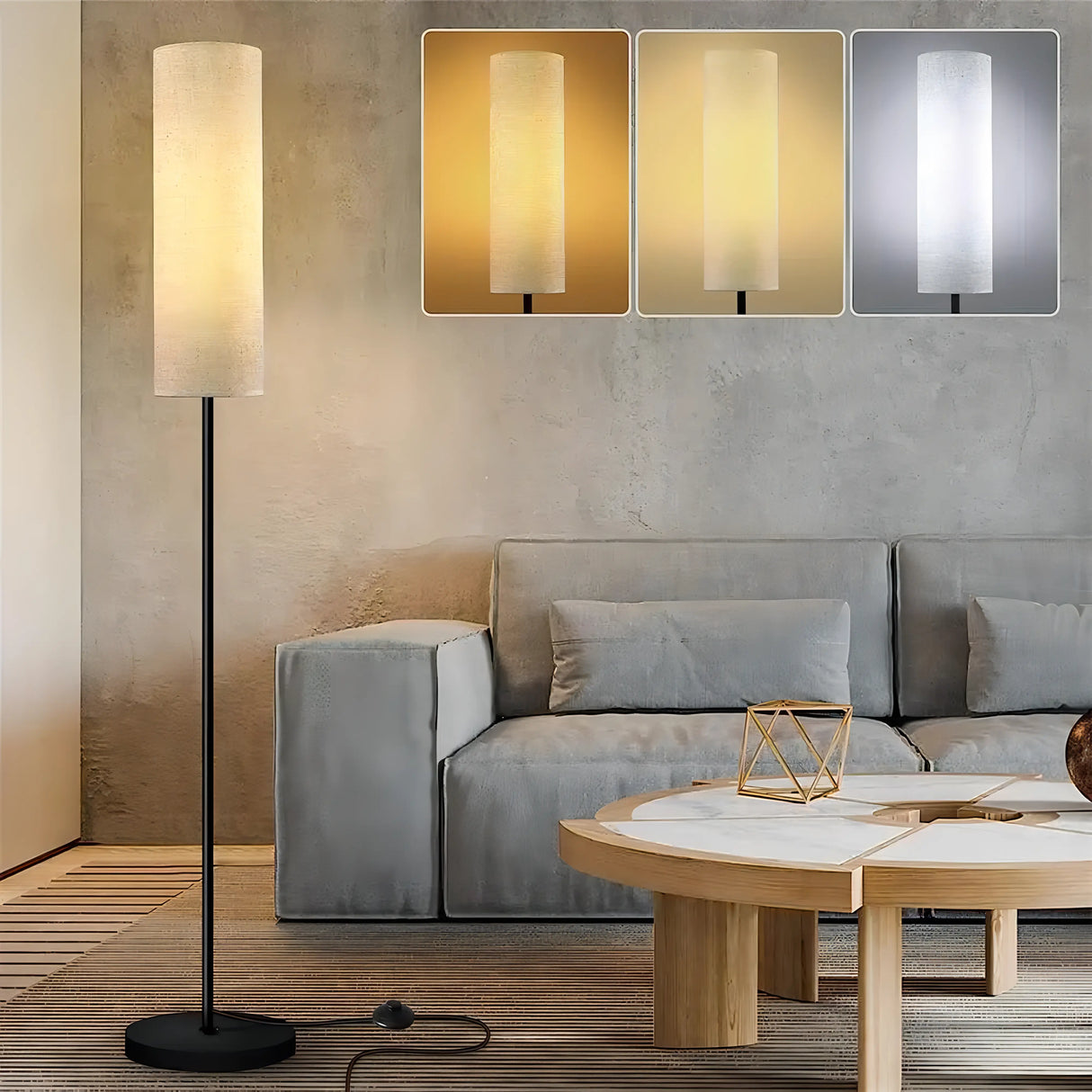 Rund Golvlampa i Modern Design – Dimbar E27 Ljuskälla Hemnix