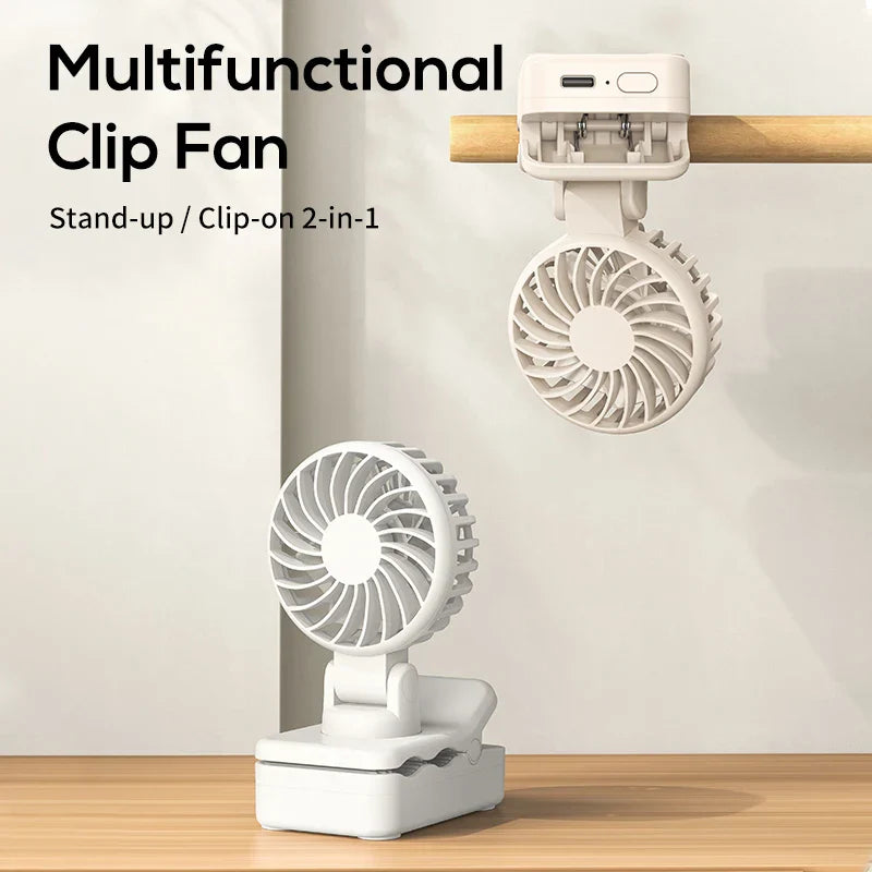 Carvallo Mini-Fläkt | Bärbar & Justerbar | 3 Steg | 1200 mAh Batteri | För Resor, Kontor & Utomhus Carvallo