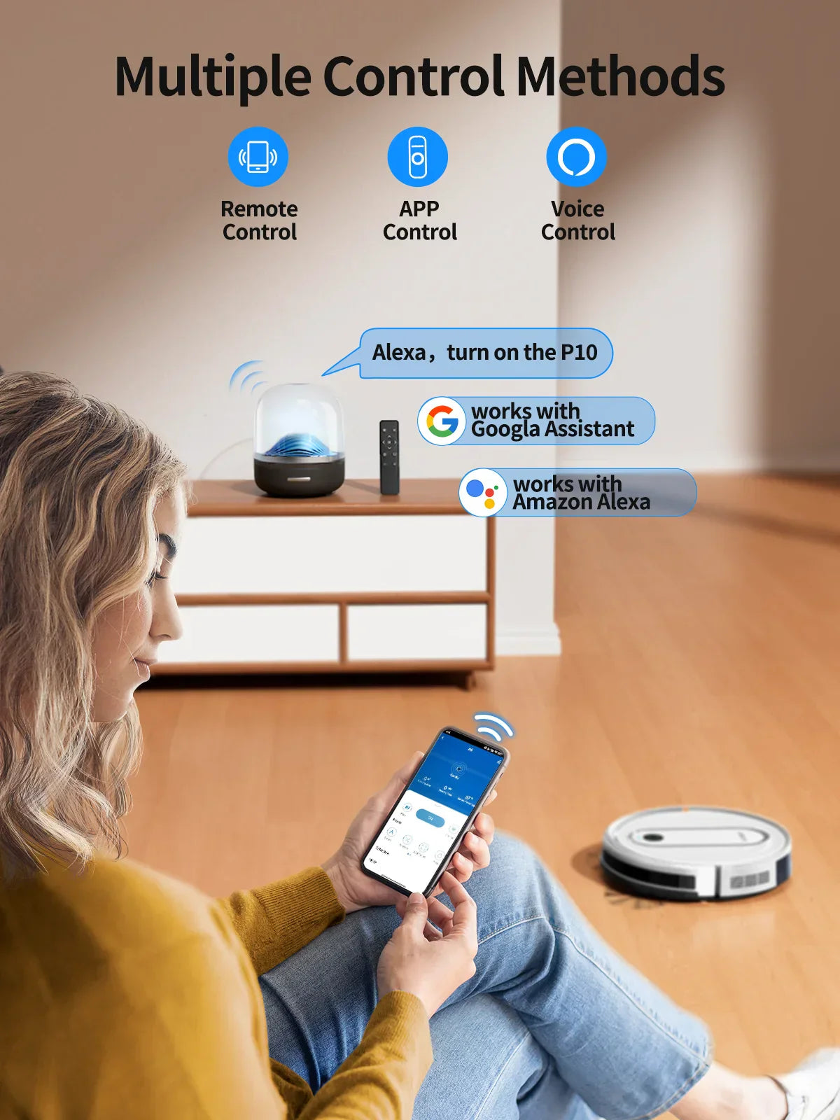 Carvallo P10 sugrobot med moppfunktion | 4500Pa sugeeffekt | App-styrning & gyroskop-navigation | För mattor & hårda golv Carvallo