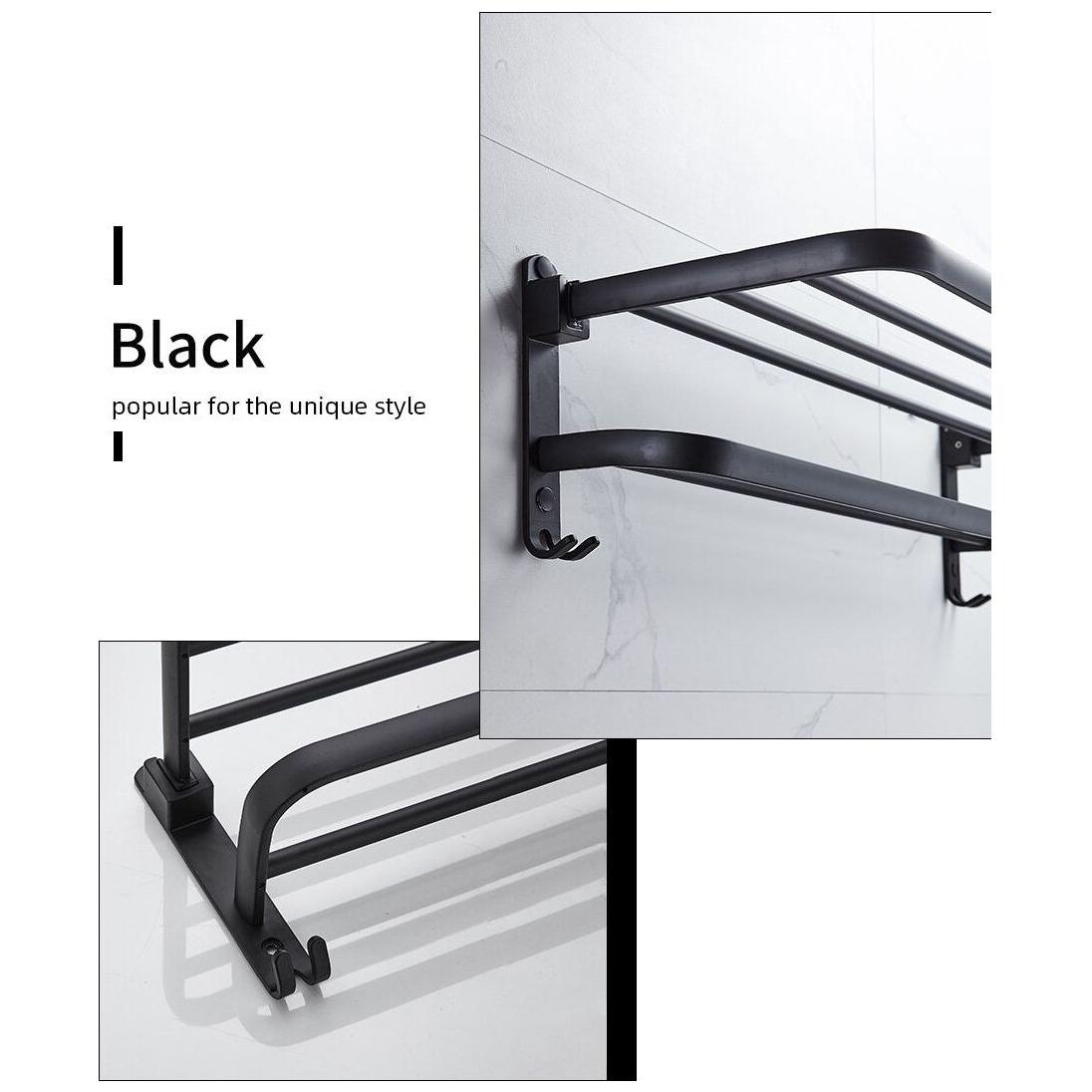 Fällbar handdukshängare med krokar – Platsbesparande och mångsidig | Idealisk för badrum och kök Carvallo