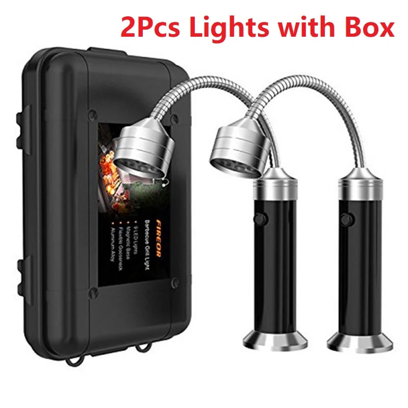 Carvallo LED Grilllampa med Dubbelhuvud | 360° Vridbar & Värmebeständig | Superljus för BBQ, Nattfiske & Camping Carvallo