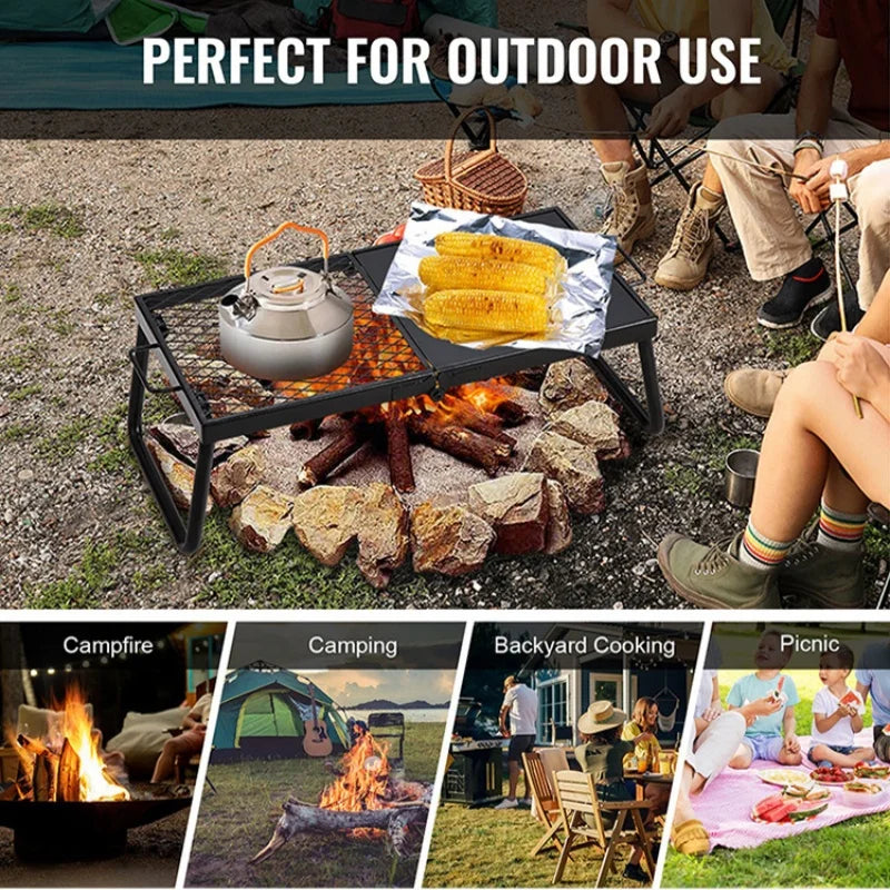 Carvallo Fold Fällbar Grillgaller | Bärbar Rostfritt Stål-Grillställning | För BBQ, Camping & Utomhus | 32 × 21 × 16 cm Carvallo