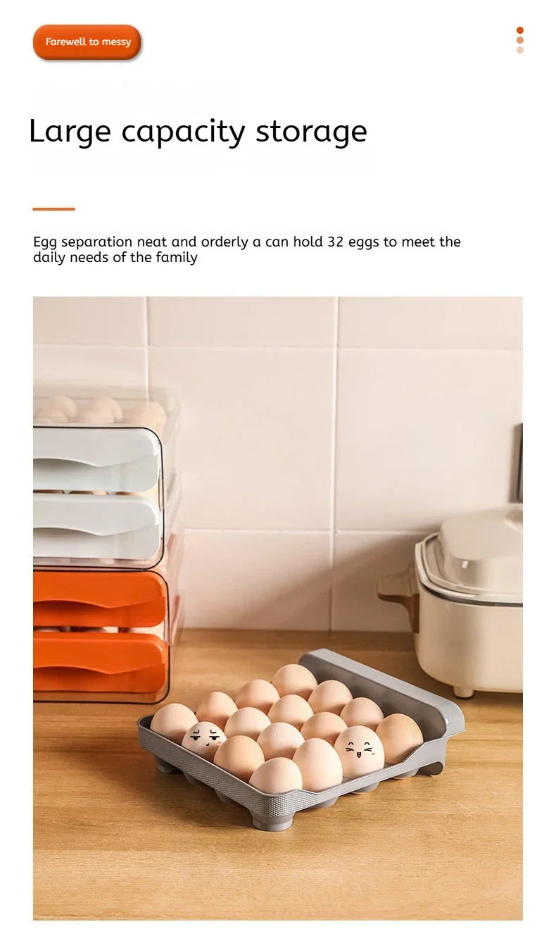 Carvallo Ägghållare Klarvitt | 32 Ägg Kapacitet | Platsbesparande Lådsystem | Damm- & Fuktsskydd Carvallo