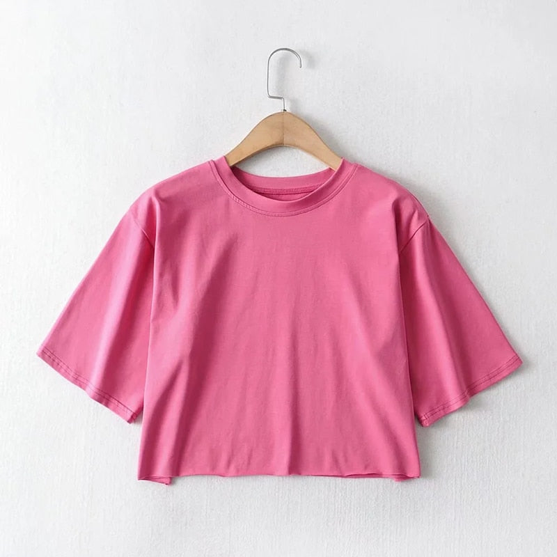 Lös Crop Top-Clothes for women-Hemnix-Rosa-En storlek-Hemnix