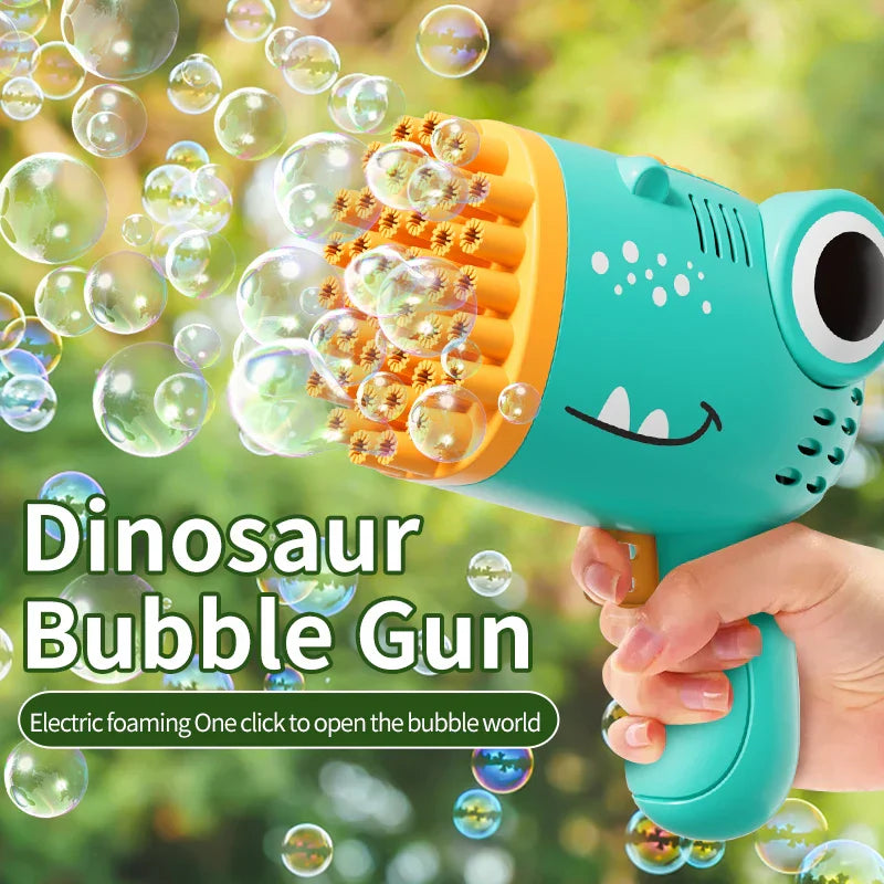 Carvallo såpbubblepistol DinoBubble 40X Pro | 40 munstycken | Helautomatisk handhållen bubbelmaskin | Utan batteri & såpvattenslösning Carvallo