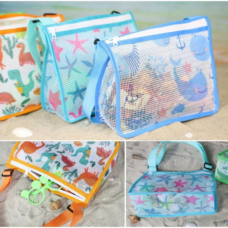 Carvallo Kids Fällbar Strandväska för Barn | Nätväska för Snäckor & Leksaker | Justerbar Bärrem & Dragkedja – 25×20×10 cm Carvallo